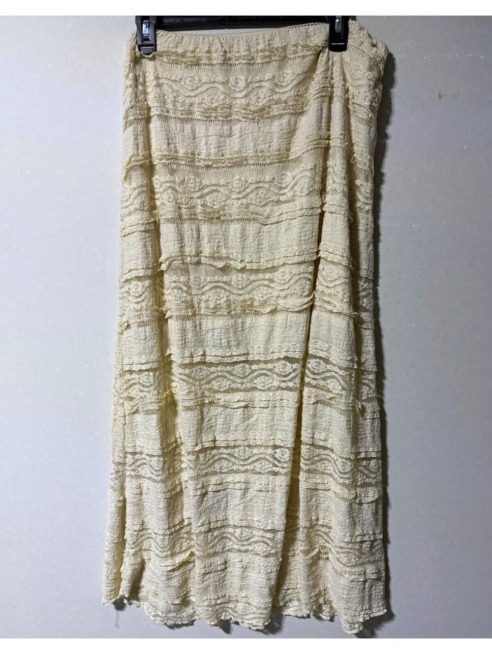 American Eagle Cream Lace Pull-On A-Line Knee Length Skirt Elastic Waist L